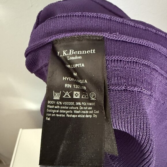 LK Bennett Dr Lupita Hydrangea Purple Stretch Knit Fit & Flare Dress Size M - Picture 8 of 10